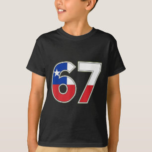 Camiseta Desenho de Celebração do Número 67 da Bandeira do