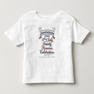 Camiseta Desenho de Celebração Familiar Patriótica do Dia 4