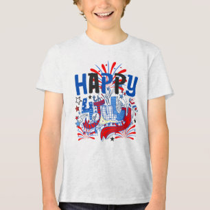 Camiseta Desenho de Celebração Patriótica do 4 de Julho Fel