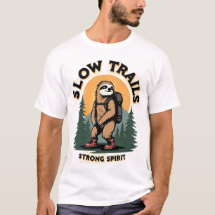 Camiseta Desenho de Citação de Aventura de Trilha de Pregui