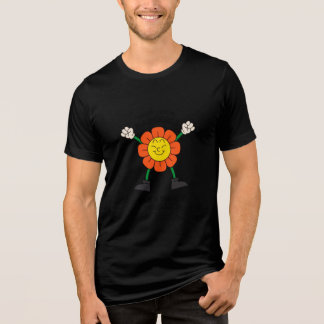 Camiseta Desenho de Citação de Voz Feliz da Flor Retro Groo