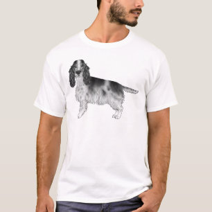 Camiseta Desenho de Cocker Spaniel Inglês em Preto e Branco