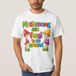 Camiseta Desenho de cogumelos coloridos, fungos florestais 
