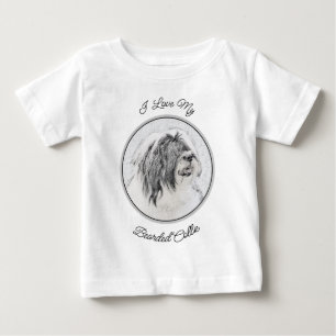 Camiseta Desenho de Collie Barbudo - Arte Original e Fofa d