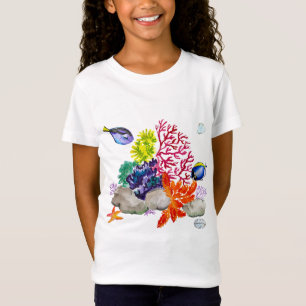 Camiseta Desenho de coloração aquosa colorida do fundo do m