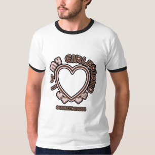 Camiseta Desenho de Contorno de Coração da Minha Namorada