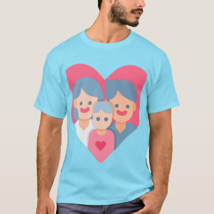 Camiseta Desenho de Coração de Amor de Família Feliz.
