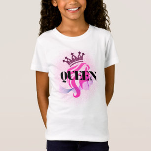 Camiseta Desenho de Coroa da Rainha Rosa – Poder Feminino C