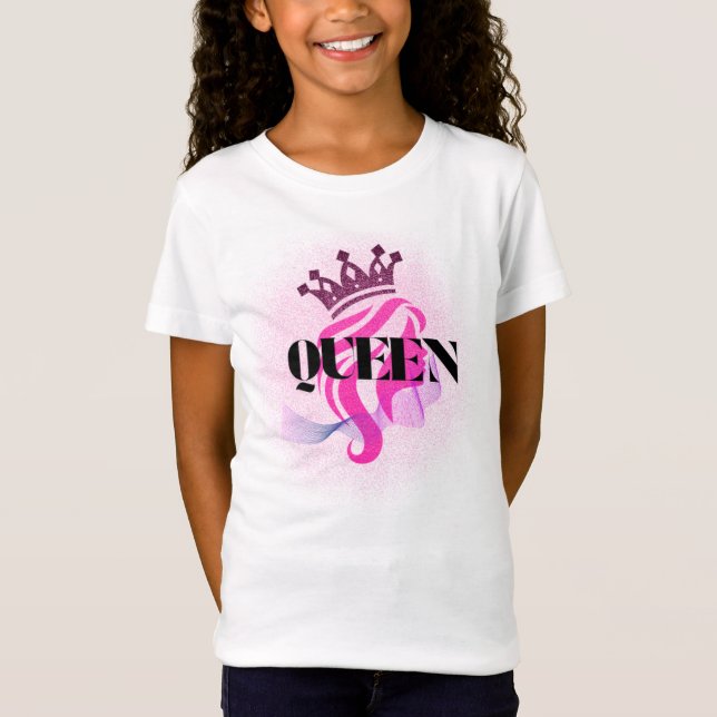 Camiseta Desenho de Coroa da Rainha Rosa – Poder Feminino C (Frente)