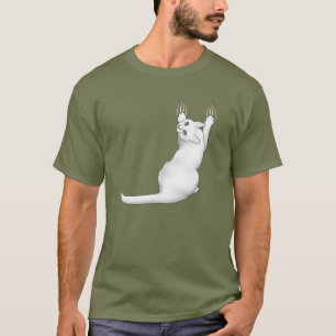 Camiseta Desenho de desenho de gato branco arranhando e ras