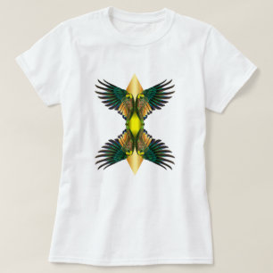 Camiseta Desenho de Diamante com Asas Duplas Amarelas