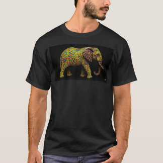 Camiseta Desenho de Elefante Africano em Preto