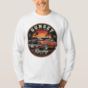 Camiseta Desenho de Emblema de Carro Musculoso Vintage