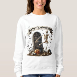 Camiseta Desenho de Esqueleto Dançante de Halloween