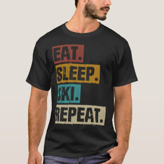 Camiseta Desenho de esqui retrô de esqui de preparação