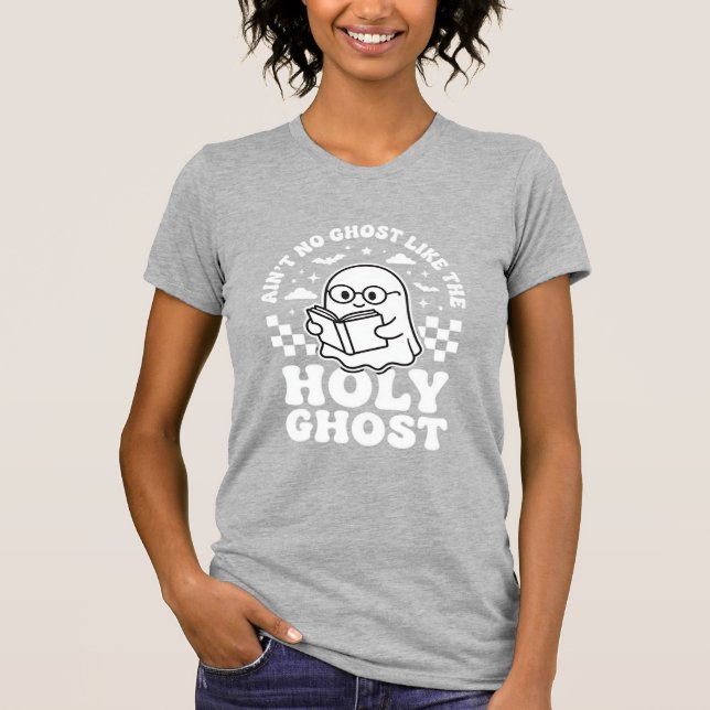 Camiseta Desenho de Fantasma de Halloween Retro Espírito Sa (Frente)