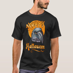 Camiseta Desenho de Feriado Feliz Halloween Pombo Pássaro S