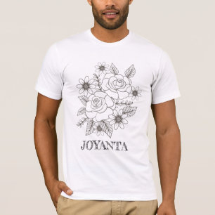 Camiseta Desenho de flor branca Homens Joyanta