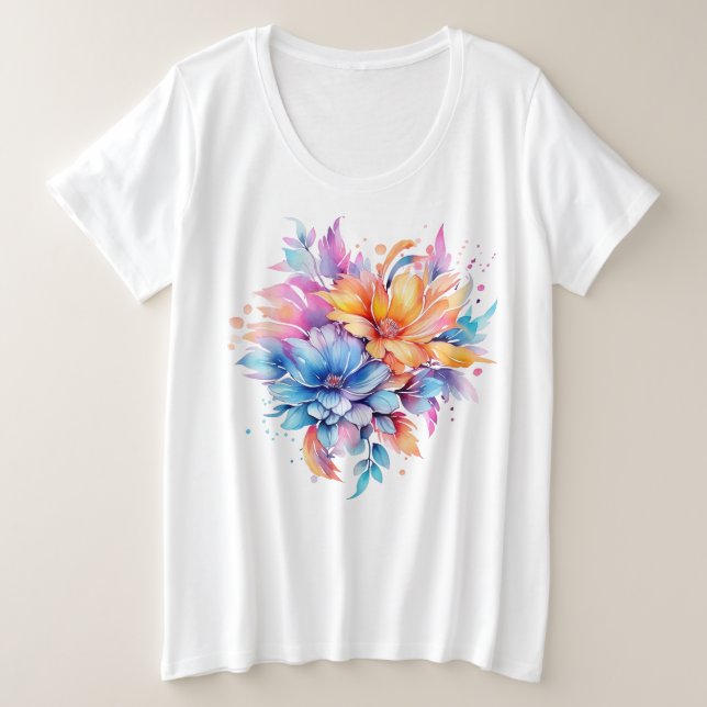 Camiseta Desenho de Flores Florais Aquarela-24683 (Frente do Design)