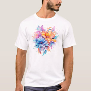 Camiseta Desenho de Flores Florais em Aquarela-24683