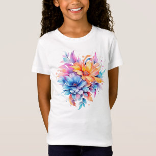 Camiseta Desenho de Flores Florais em Aquarela-24683