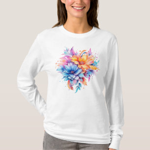 Camiseta Desenho de Flores Florais em Aquarela-24683