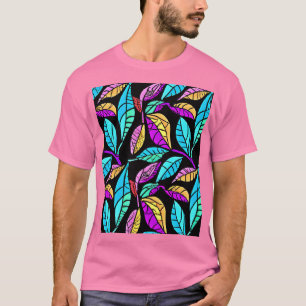 Camiseta Desenho de Folhas de Vidro Corado