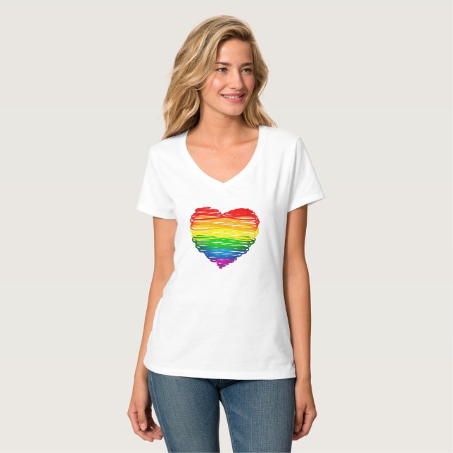 Camiseta Desenho de forma cardíaca do orgulho de SlipperyJo (Frente Completa)