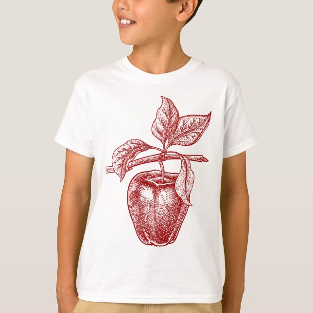Camiseta Desenho de fruta vermelha da Apple - Desenho de Vi (Frente)