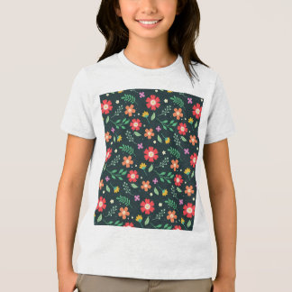 Camiseta Desenho de fundo com estampa floral colorida e ale