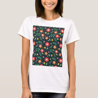 Camiseta Desenho de fundo com estampa floral colorida e ale