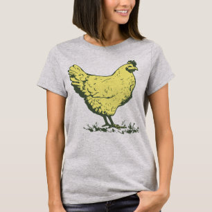 Camiseta Desenho de Galinha Amarela Vintage Avicultura