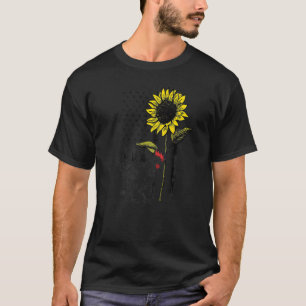 Camiseta Desenho de galinha girassol bandeira dos EUA para 