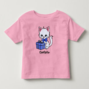Camiseta Desenho de gatinho fofo com presente