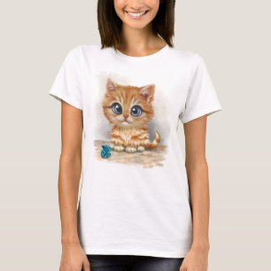 Camiseta Desenho de Gatinho Laranja
