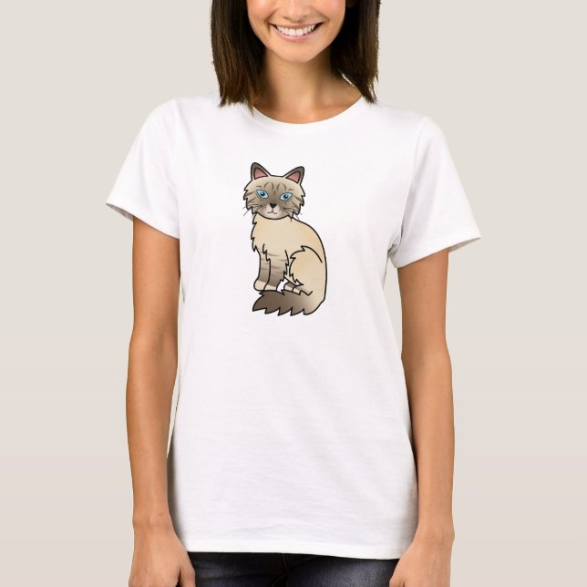 Camiseta Desenho de gato Birman / Ragdoll Tabby de ponta de (Frente)