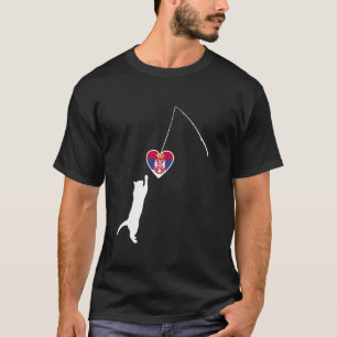 Camiseta Desenho de Gato da Sérvia Bandeira Sérvia Srbija A