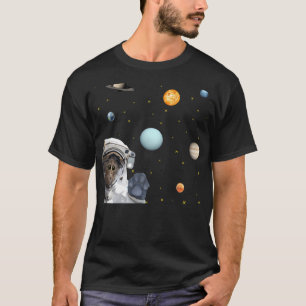 Camiseta Desenho de Gato do Astronauta Bonito