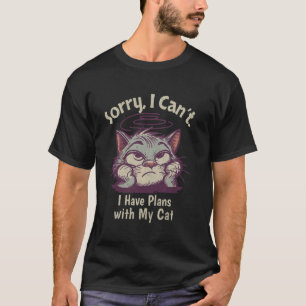 Camiseta Desenho de Gato Engraçado Eu tenho Planos com meu