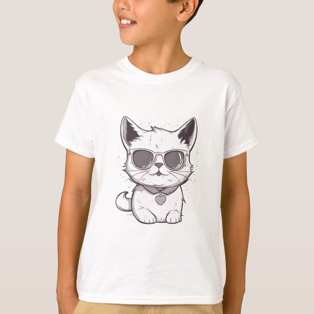Camiseta Desenho de Gato Fofo (Frente)
