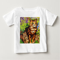 Desenho de gato fofo e gatinhos por Louis Wain