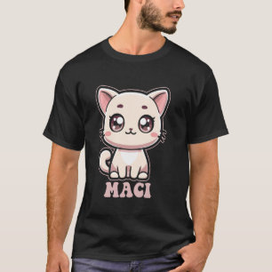 Camiseta Desenho de gato fofo Kitty para meninas nome Maci