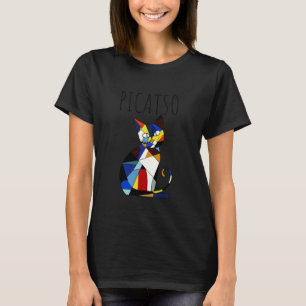 Camiseta Desenho de gato geométrico abstrato Picatso para a