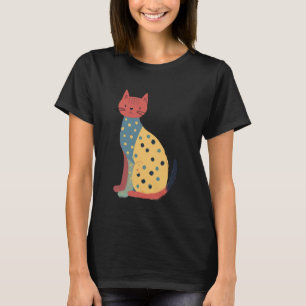Camiseta Desenho de Gato Pontilhado Divertido para Gato Art