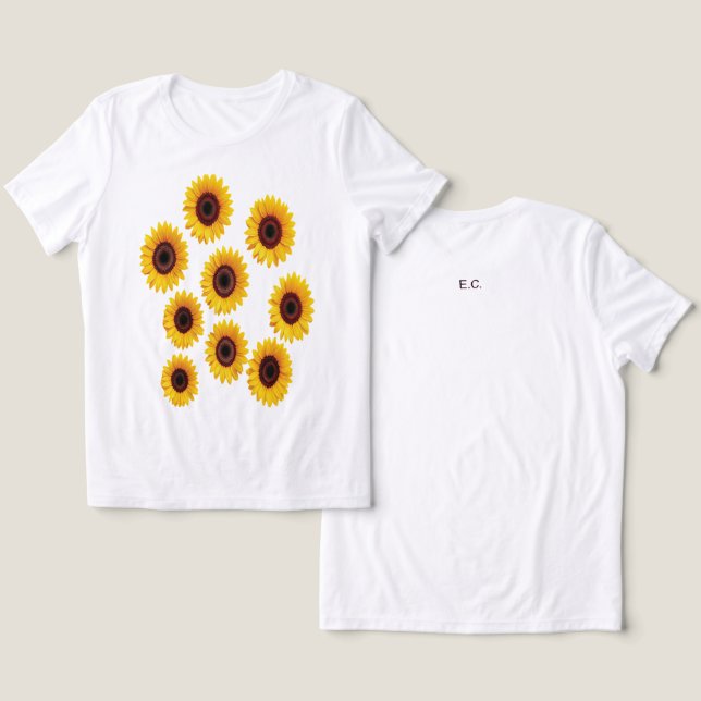 Camiseta Desenho de Girassol (Design Frente e Verso)