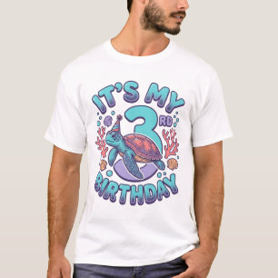 Camiseta Desenho de gravação vintage de tartaruga de 3º ani