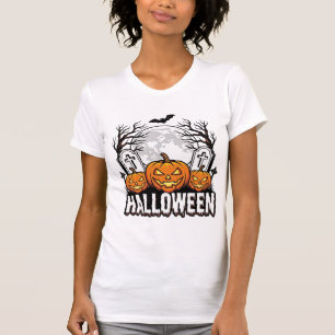 Camiseta Desenho de Gravura Antiga de Abóbora de Cemitério