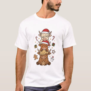 Camiseta Desenho de Gravura Vintage de Vaca das Terras Alta