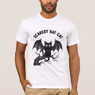Camiseta Desenho de Halloween Gótico do Gato Morcego Medros