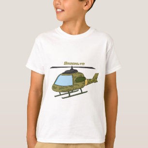 Camiseta Desenho de helicóptero com camuflagem militar fofo